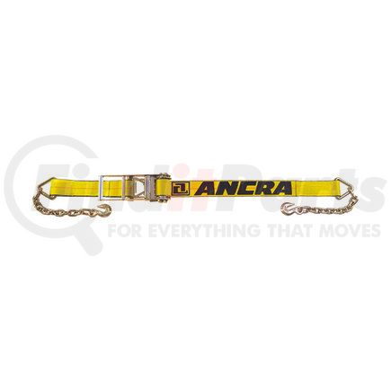 Ancra 48987-24 Ratchet Tie Down Strap - 3 in. x 324 in., Yellow, Polyester, with Chain Anchors & Long/Wide Handle