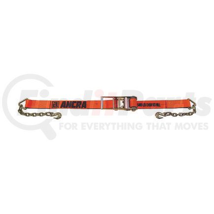 Ancra 48987-92-27 Ratchet Tie Down Strap - 3 in. x 324 in., Orange, Polyester, with Chain Anchors & Long/Wide