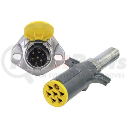 Tectran 680-75A Trailer Receptacle Socket - 7-Way, Auxiliary, Die-Cast, Bullet, Solid Pin Type