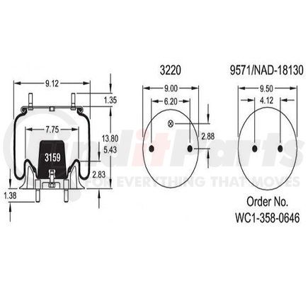 Dayton Parts 452-9376L Air Spring