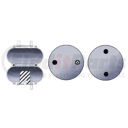Dayton Parts 2B9-614 Air Suspension Spring - Double Bellow, 6.4" Top Plate, 90-Deg Bottom Plate Alignment