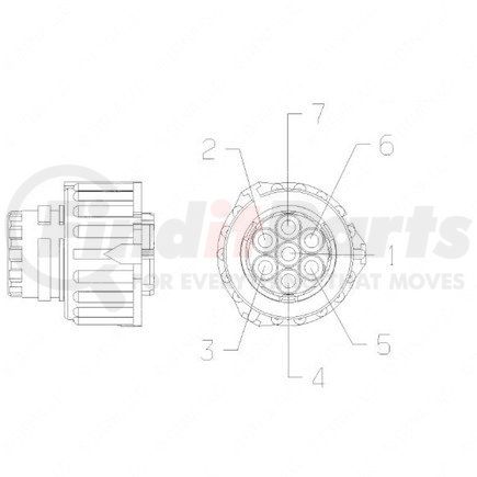 Freightliner 23-13151-700 Multi-Purpose Wiring Terminal - Inline, Female, Black, Plug, 7 Cavity Count