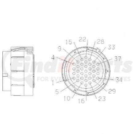 Freightliner 23-13152-010 Multi-Purpose Wiring Terminal - ECU/Device, Female, Black, Plug, 37 Cavity Count