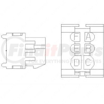 Freightliner 23-13141-603 Multi-Purpose Wiring Terminal - Inline, Gray, Plug, 6 Cavity Count