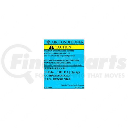 Freightliner 24-01811-008 A/C System Information Label - 87.75 mm x 65.72 mm