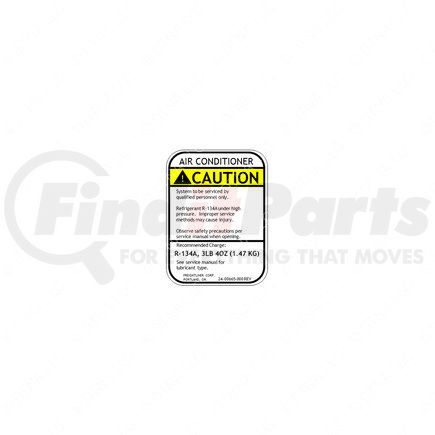 Freightliner 24-00665-000 A/C System Information Label - 88.9 mm x 63.5 mm