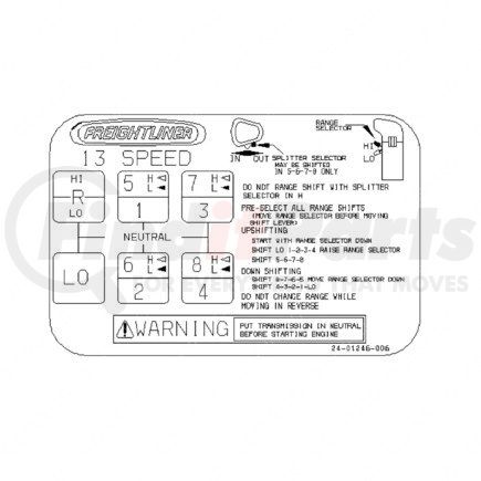 Freightliner 24-01246-006 Automatic Transmission Shift Indicator Decal - 93 mm x 60.5 mm