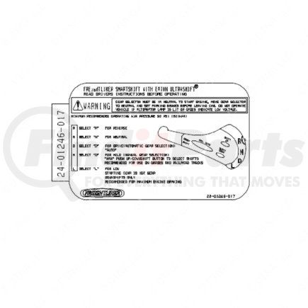 Freightliner 24-01246-017 Miscellaneous Label - Decal, Shift, Eaton, Ultrashift, SS