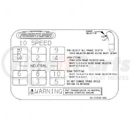 Freightliner 24-01246-004 Automatic Transmission Shift Indicator Decal - 93 mm x 60.5 mm