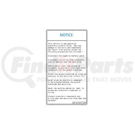 Freightliner 24-01476-000 Miscellaneous Label - Welding Notice