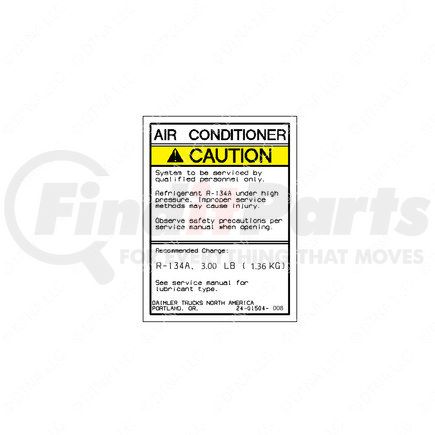 Freightliner 24-01504-008 A/C System Information Label - 87.75 mm x 65.72 mm