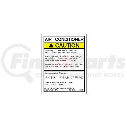 Freightliner 24-01504-030 A/C System Information Label - 87.75 mm x 65.72 mm