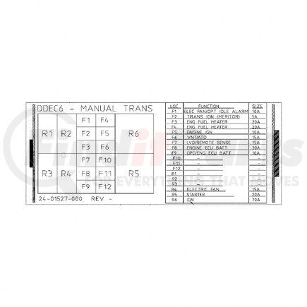 Freightliner 24-01527-000 Miscellaneous Label - Power Distribution Module, DDec6, Transmission