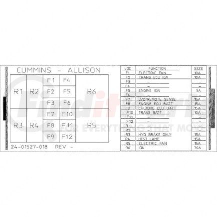 Freightliner 24-01527-018 Miscellaneous Label - Power Distribution Module, M2 P3