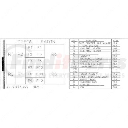 Freightliner 24-01527-002 Miscellaneous Label - Power Distribution Module, DDec6, Transmission