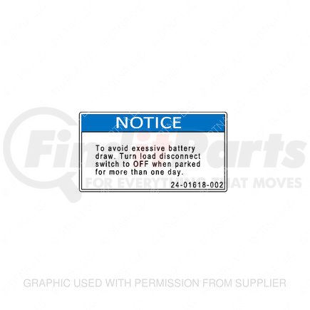 Freightliner 24-01618-002 Battery Disconnect Switch Decal - 130 mm x 70 mm