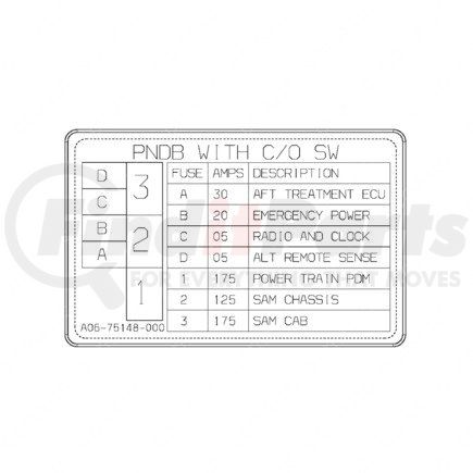 Freightliner 24-01665-000 Miscellaneous Label - Powernet Distribution Box, With Cutoff