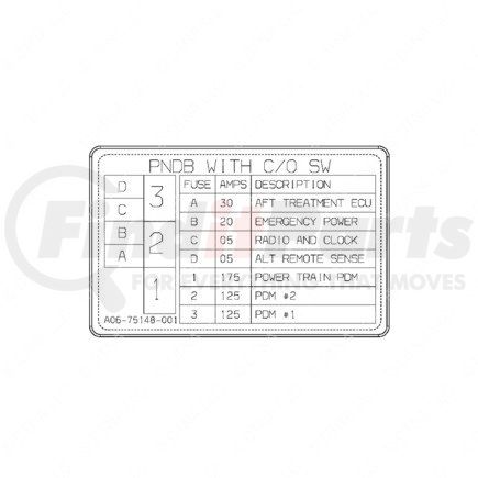 Freightliner 24-01665-001 Miscellaneous Label - Power Net Distribution Box, With Cut Off Switch, M2