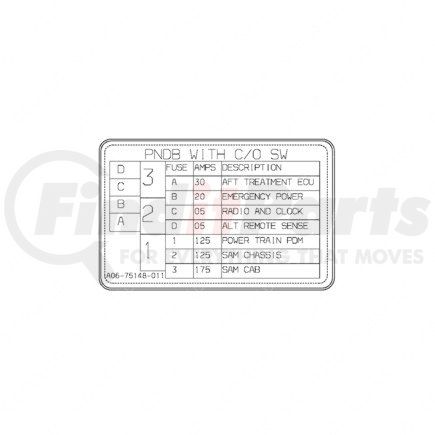 Freightliner 24-01665-021 Miscellaneous Label - Powernet Distribution Box, With Cut Off Switch