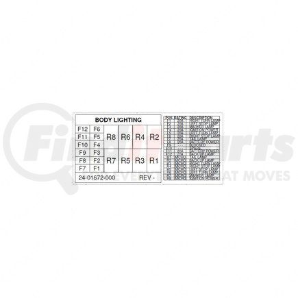 Freightliner 24-01672-000 Miscellaneous Label - Body Lighting Power Distribution