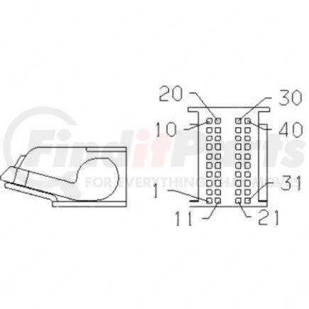 Freightliner A23-13361-015 Multi-Purpose Wiring Terminal - ECU/Device, Female, Black, Plug, 40 Cavity Count