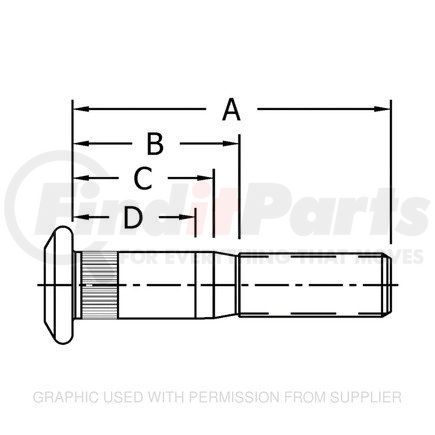 Freightliner CM10001334 Wheel Stud - Left Side, 1.64 in. Thread Length