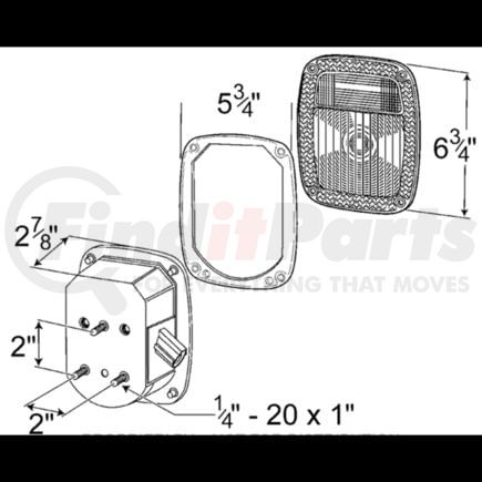 Freightliner GRO-53782 Brake / Tail Light Combination Assembly - Red/Clear Lens, 6.75 in. x 5.75 in.
