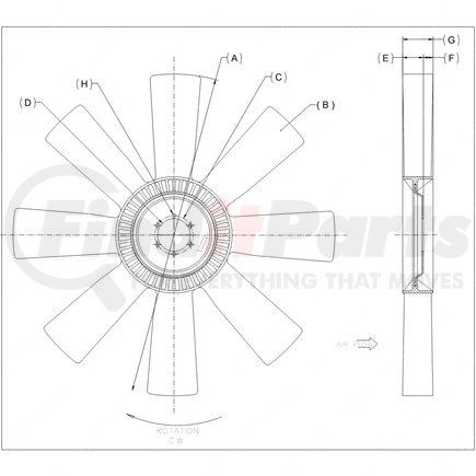 Freightliner KYS-4735-41134-41 Engine Cooling Fan Assembly - Clockwise, 32 in. Max OD