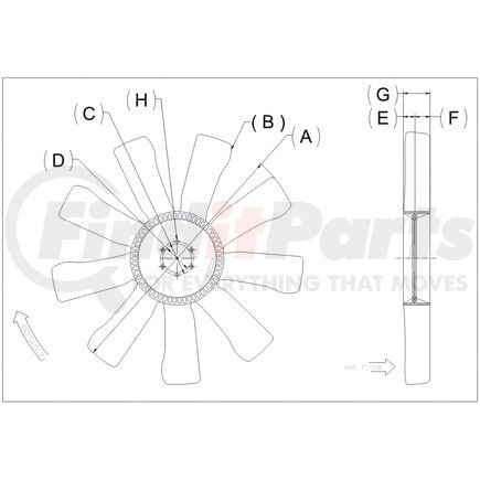 Freightliner KYS-4735-43330-01 Engine Cooling Fan Assembly - Clockwise, 28.50 in. Max OD