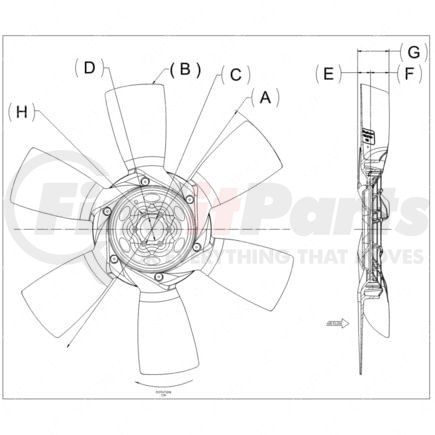 Freightliner KYS-4735-44830-01 Engine Cooling Fan Assembly - Silicone Elastomer