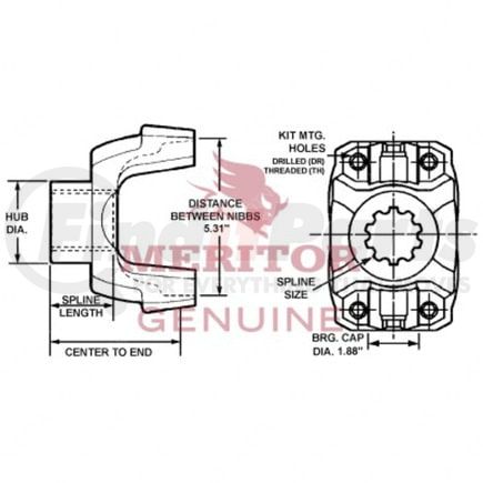 Freightliner TDA-16TYSC28-66 Drive Shaft Slip Yoke - 1.79 in. Spline Diameter, 34-Spline