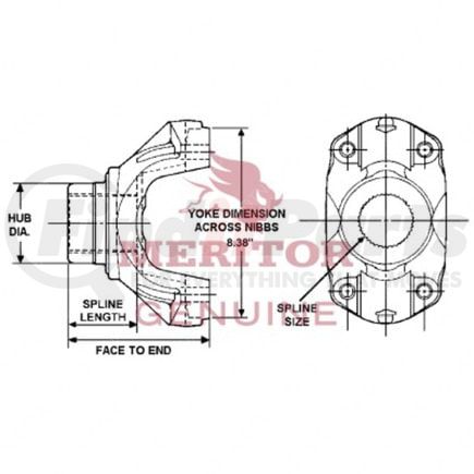 Freightliner TDA-25WYSC38-11 Drive Shaft End Yoke + Cross Reference ...