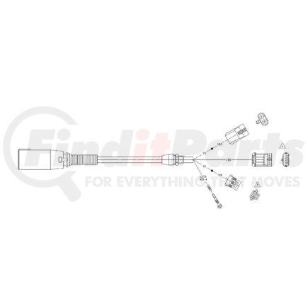 Freightliner A0657912000 Trailer to Receptacle Main Wiring Harness - 12 Feet, Straight, Fixed