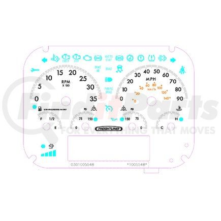 Freightliner A22-74376-000 Instrument Panel Assembly - 6 Gauge, Speedometer (MPH), Tachometer, Air, ISB