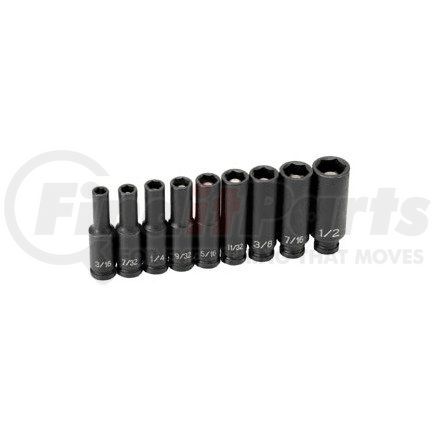 Grey Pneumatic 9709DG 12-Piece 1/4 in. Drive 6-Point SAE Deep Magnetic Impact Socket Set