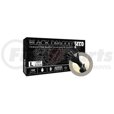 Microflex BD1003NPF Black Dragon® Zero Powder-Free Nitrile Examination Gloves, Black, L