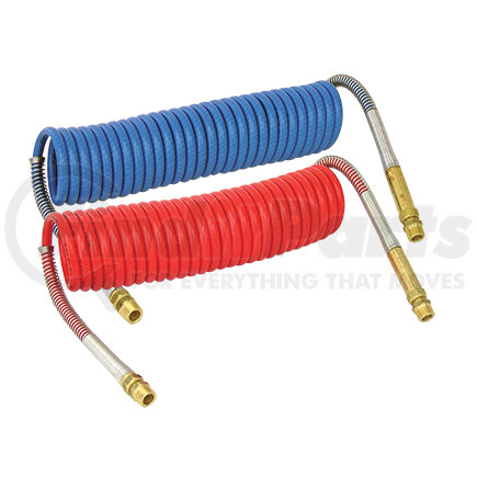 Tectran 1621540BH Air Brake Hose Assembly - 15 ft., Coil, Blue, Industry Grade, with Brass Handle