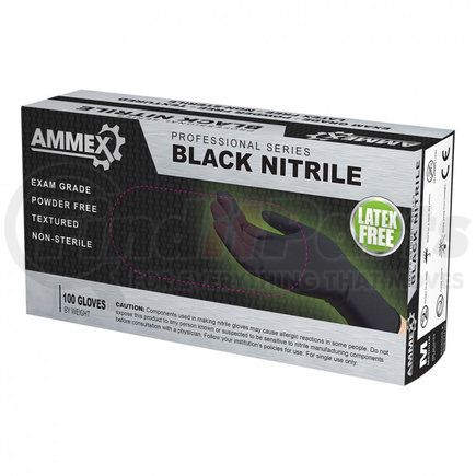 Ammex Gloves ABNPF42100 Professional Series Disposable Gloves - Small, Black Nitrile, Exam Gloves