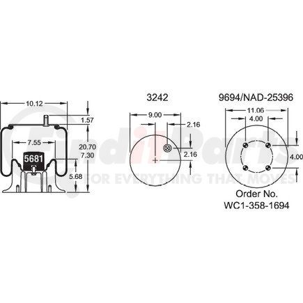 Firestone W013589299 Airide Air Spring Reversible Sleeve 1T15MW-6