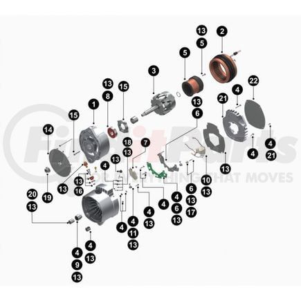 Delco Remy 10459076 Alternator - 26SI Model, 24V, 75A, 7/16I B+ Output Terminal, J180 Hinge