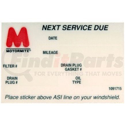 Dorman 65287 Oil Change Sticker - Window