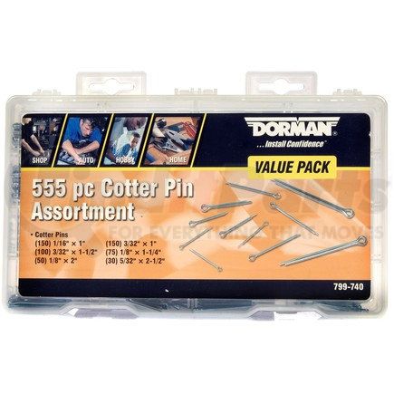 Dorman 799-740 Cotter Pin Value Pack- 6 Sku's- 555 Pieces