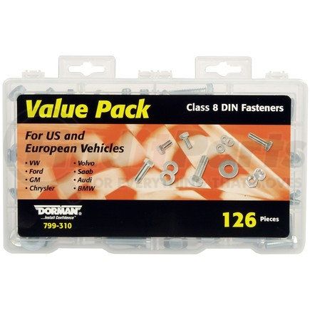 Dorman 799-310 Metric Class 8 DIN Hardware Value Pack- 16 Sku's- 126 Pieces