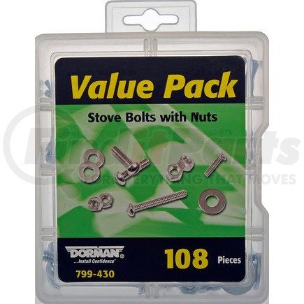 Dorman 799-430 Stove Bolt With Nuts Value Pack- 13 Sku's- 108 Pieces