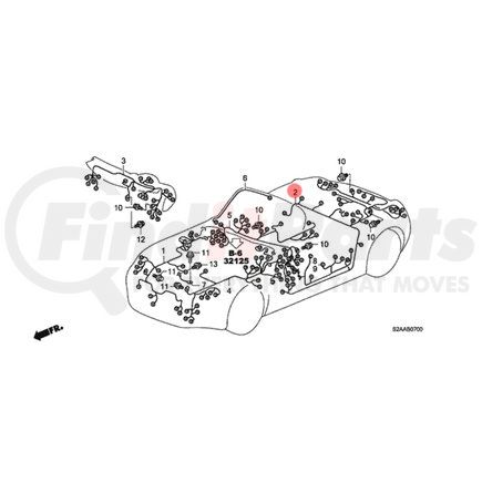 Honda 32108-S2A-A20 Wire Harness, Rear, for 2008-2009 Honda S2000 CR Model