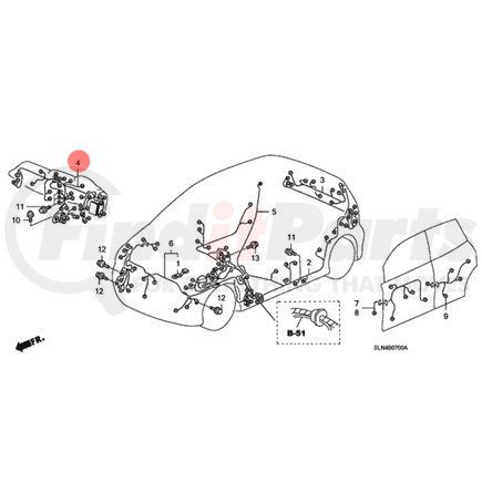 Honda 32117-SLN-A00 Instrument Wire Harness, for 2007 Honda Fit