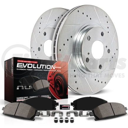 PowerStop Brakes K2009 Z23 Daily Driver Carbon-Fiber Ceramic Brake Pad and Drilled & Slotted Rotor Kit