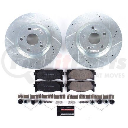 PowerStop Brakes K3053 Z23 Daily Driver Carbon-Fiber Ceramic Brake Pad and Drilled & Slotted Rotor Kit