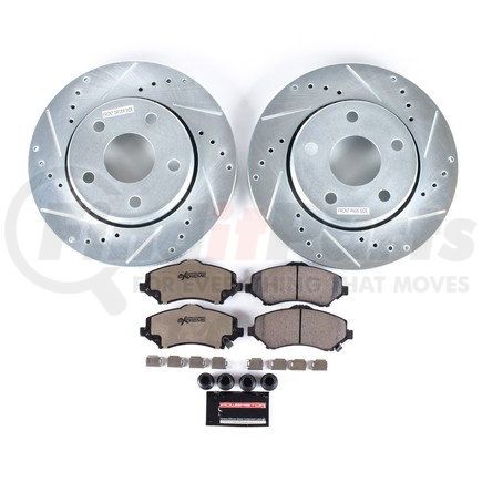 PowerStop Brakes K309736 Z36 Truck and SUV Carbon-Fiber Ceramic Brake Pad and Drilled & Slotted Rotor Kit