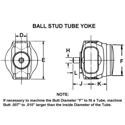 Double Cardan CV Ball Stud Tube Weld Yoke